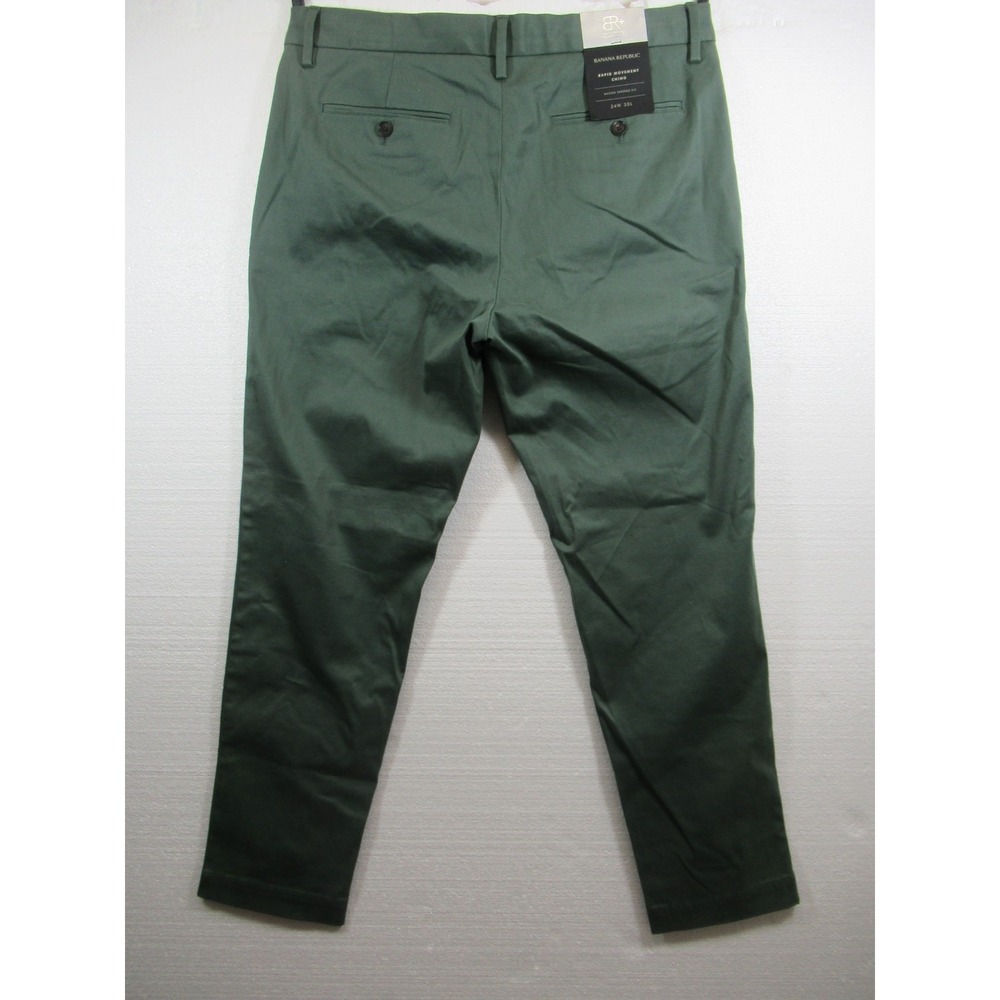 NEW Banana Republic Rapid Movement Chino Pants Men 34x30 Green Mason Tapered